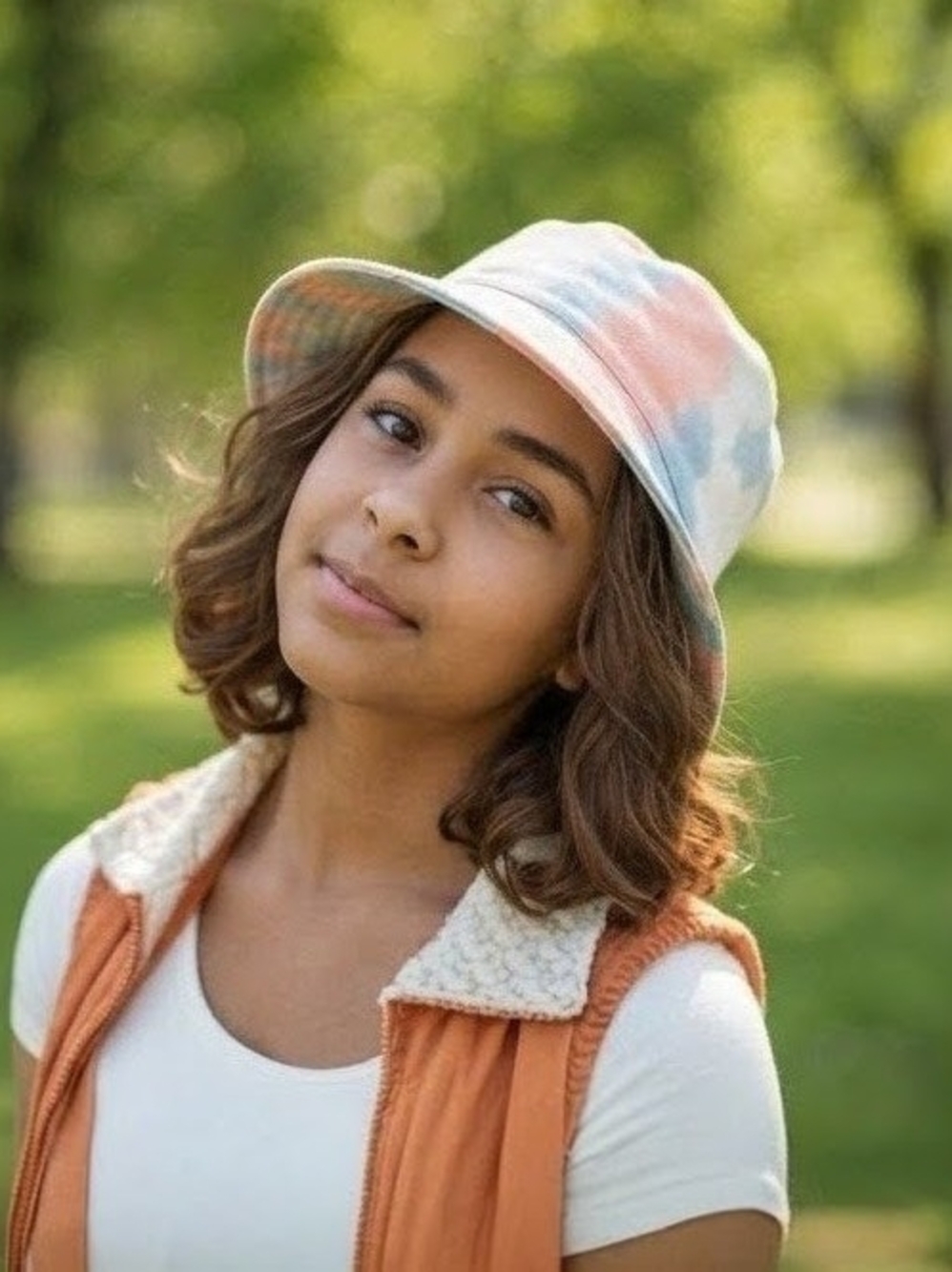Pastel Tie Dye Bucket Hat Blue & Orange Sun Hat Summer Accessories Kids/Pre-Teen